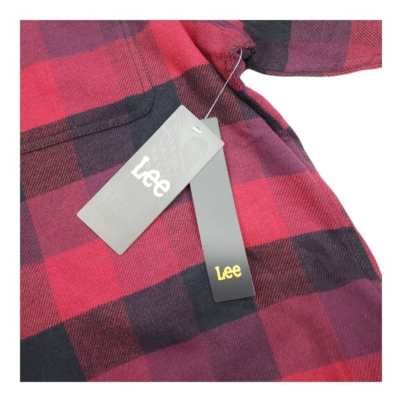 Lee Mens L Plaid Flannel Long Sleeve Button-Up Shirt Stretch Regular Fit - Picture 8 of 9